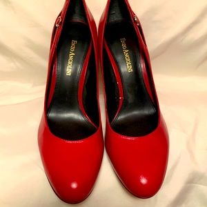 Red Enzo Angiolini Pumps w/buckle detail